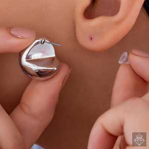 PRAO Oversize CCB Boucles d'oreilles sphère en argent Simplicité audacieuse Bijoux de mode - Product Image 1