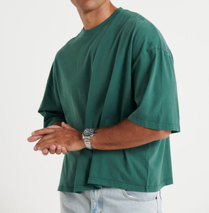 T-shirts décontractés pour hommes en coton tricoté 100 % de haute qualité, respirants, coupe ample, épaules tombantes, grande taille, vierges, vente en gros - Product Image 1