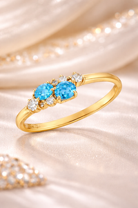925 Sterling Silver Zircon <b>Ring</b> for <b>Women</b> Gold Plated Gemstone Band Claw <b>Set</b> Jewelry for Wedding Party Gift - Product Image 2