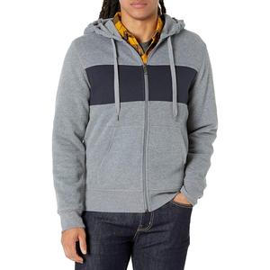 Sweat-shirt à capuche gris pour homme, design color block, coupe classique, vêtement décontracté pour l'automne, matière French Terry, style avec poche - Product Image 1