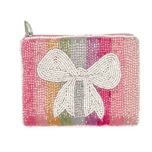 Venta al por mayor personalizado bordado con cuentas monedero conjunto para niñas cebra Cheers iconos hecho a mano cremallera bolsa flor decoración moda - Product Image 5