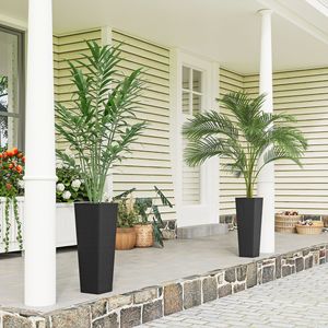 Set di 2 Vasi per Fiori in Plastica dal Design Classico, Alti 23,6 Pollici, con Fori di Drenaggio, Neri, per Giardino Interno ed Esterno - Product Image 2