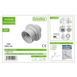 Portalampada Semi Filettato ExtraStar E27 Bianco 250V 4A in Plastica per Montaggio a Soffitto - Product Image 1