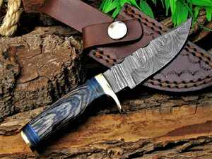 Cuchillo de Caza de Acero de Damasco Hecho a Mano de Grado OEM DIY con Funda de Cuero, Personalizable, para Supervivencia al Aire Libre y Camping, Cuchillo de Hoja Fija - Product Image 2