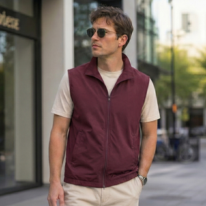 Chaleco sin Mangas de Lona para Hombre, Cierre de Cremallera, Estilo Casual, Ropa de Invierno, Reversible, Color Sólido, Múltiples Bolsillos, Estilo Vintage - Product Image 5