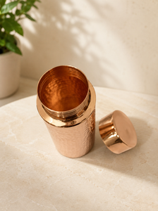Botella de agua de cobre martillado con tapa, diseño minimalista, recipiente portátil de cobre martillado, botella de hidratación estética. - Product Image 6