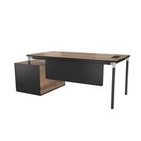 Bureau de travail individuel moderne avec armoire de rangement latérale, plateau en bois et structure métallique pour espace de travail d'entreprise – Vente en gros