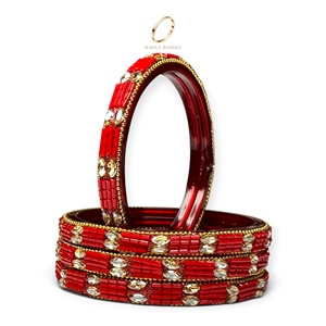 Bracelets modernes en verre borosilicate rouge de style cachemire, plaqués or avec pierres de zircon pour femmes, prix de gros, export mondial - Product Image 2