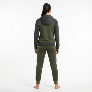 Conjunto Deportivo de Mujer con Capucha y Cremallera, Color Sólido, Manga Larga, Estilo Casual, Tejido de Algodón Transpirable, Estilo Otoñal, Corte Regular - Product Image 2