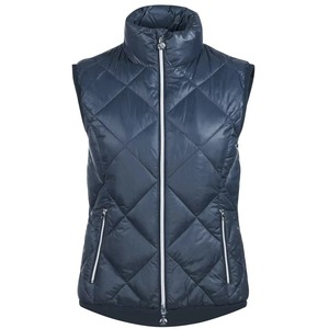 Women Diamond Quilted Puffer Vest <b>Navy</b> Blue Sleeveless Padded <b>Gilet</b> Full Zip Bodywarmer Winter Outdoor Jacket Horse Riding Wear - Product Image 1