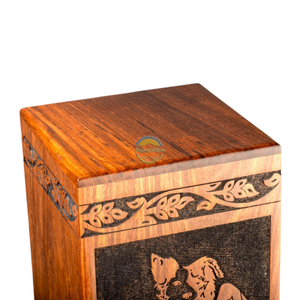 Handcrafted heels sun bird fly wave & Natural Wood Cremation Urn Ashes <b>Box</b> Artistic Funeral <b>Memorial</b> <b>Keepsake</b> by AYAANS - Product Image 5