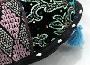 Black Vintage <b>Floral</b> Embroidered Round <b>Cushion</b> <b>Cover</b> Throw Bohemian Floor Patchwork Pillow <b>Cover</b> - Product Image 5