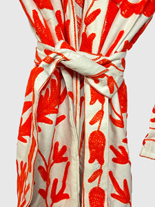 Veste en velours brodée de fleurs orange, col mandarin, manches longues, style Prairie Chic, grande taille, vêtements d'hiver pour femmes - Product Image 6