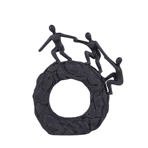 Sculpture de figurine humaine en métal noir, statue de table pour la maison, le bureau, le salon, sculpture décorative - Product Image 5