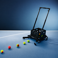Collecteur de balles de tennis et de pickleball, panier de ramassage roulant, poignée pliable, hauteur réglable, 4 roues pivotantes pour les exercices
