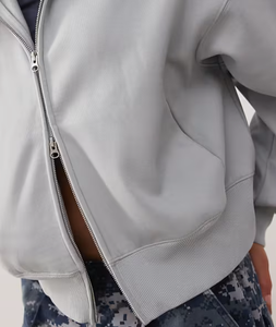 เสื้อฮู้ดซิปโอเวอร์ไซส์ผ้าฝ้ายหนา 100% พิมพ์โลโก้ตามสั่ง สไตล์สตรีทแวร์ทรงบ็อกซี่  ผ้าฟลีซหนานุ่ม รุ่น 2026 - Product Image 3