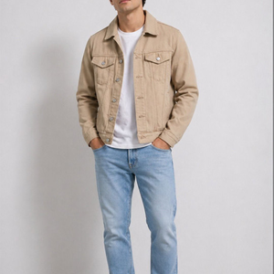 Chaqueta vaquera de mezclilla para hombre OEM, abrigo informal de otoño con botones, chaqueta vaquera oversize para hombre, estilo casual con lavado ácido. - Product Image 1