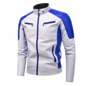 เสื้อแจ็คเก็ตหนัง PU สีดำสำหรับผู้ชาย สไตล์ไบค์เกอร์ แฟชั่นลำลองสำหรับขี่มอเตอร์ไซค์ แจ็คเก็ตฤดูหนาวแบบซิป คอทรงโอ ทรงเข้ารูป กันลม - Product Image 5