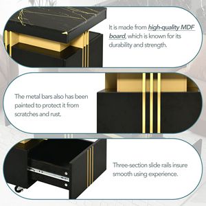 Mesa de Centro Rectangular Contemporánea TREND con Superficie de Imitación Mármol y Ruedas, Mesa de Café Moderna con Video - Product Image 6