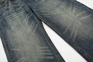 Pantalones Vaqueros Anchos de Mezclilla Cruda para Hombre, Estilo Personalizado, Azul Oscuro, Corte Holgado, Estilo Urbano, Fabricante, Venta al Por Mayor - Product Image 5