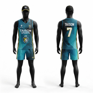 Premium 160 GSM Polyester Netball Uniform Mens <b>Sleeveless</b> Jersey Shorts Teal Black Sublimation Print Custom Team Logo Set - Product Image 1