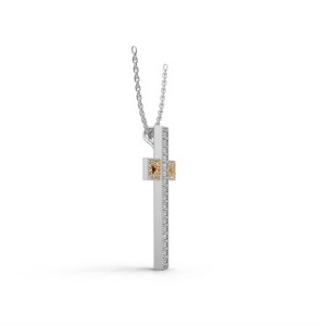 Collier pendentif croix religieuse en or 18 carats avec diamant de laboratoire et design infini, bijoux fins bicolores pour femme - Product Image 2