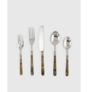 Ensemble de couverts de camping vintage personnalisable de luxe moderne en acier inoxydable plaqué avec poignée en os incrusté marron antique pour la maison - Product Image 6