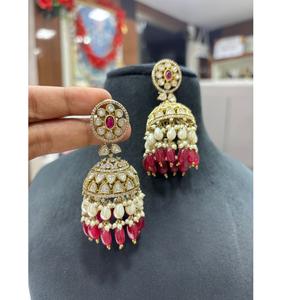 Pendientes Kundan con Zirconia y Acabado Dorado, con Aspecto de Piedra, para Mujeres y Niñas, Ideales para Vestidos de Noche y Fiestas - Product Image 1