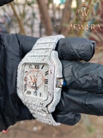 Montre analogique de luxe Jewera Mossinate en acier inoxydable or et argent avec verre, diamants véritables, mouvement mécanique de haute qualité, montre tendance