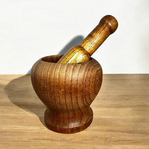 Mortero y Pilón de Madera Indio Hecho a Mano, Ecológico y Natural, Herramienta Manual para Moler en la Cocina, Solo Lavar a Mano 189 - Product Image 3