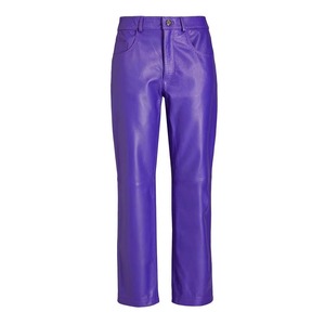 Pantalon en cuir véritable pour femme, décontracté, coupe large, taille haute, droit - Product Image 1