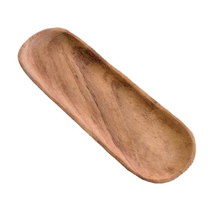 Plateau à thé rectangulaire fin en noyer avec fines rainures, plateau de service en bois de style japonais, plateau moderne pour café et en-cas - Product Image 1