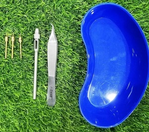 Premium Manual Hair Transplant FUE Instrument Set <b>3</b> Sharp Edge FUE Punches Handle Extraction Forceps Tray German Stainless Steel - Product Image 2