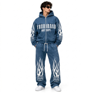 Conjunto de Sudadera con Capucha y Pantalones de Felpa de Algodón Grueso Personalizado para Hombre, Estilo Oversize con Letras Retro Estampadas, Ropa Urbana - Product Image 5