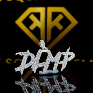 Pendentif Hip Hop Personnalisé Lettre Porte-Bonheur Nom Enfant Homme Bijoux Moissanite Glacée Cadeau Personnalisé Argent Sterling 925 - Product Image 1