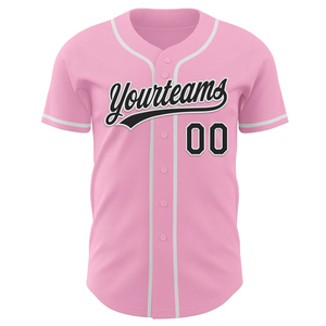 เสื้อเบสบอลสีชมพู Yourteams พิมพ์ลายแบบ Sublimated พร้อมชื่อและหมายเลขตามสั่ง สำหรับผู้ใหญ่ แขนสั้น ระบายอากาศได้ดี ผลิตจากโพลีเอสเตอร์ ราคาประหยัด - Product Image 1