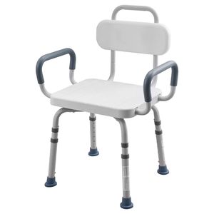 Sedia da Doccia Regolabile in Altezza con Braccioli e Schienale, Capacità 180 Kg, Design Leggero per Vasca e Cabina Doccia - Product Image 1