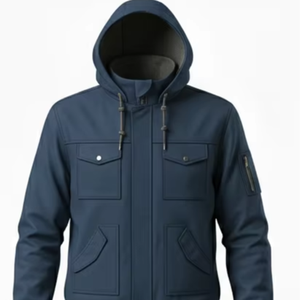 Ensemble de camping pour homme : veste à capuche - 100 % polyester, infroissable, séchage rapide, écologique, épais, élastique, manches régulières - Product Image 1