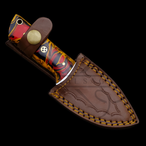 Couteau Skinner artisanal avec manche en résine jaune, couteau de chasse à lame pleine longueur - Product Image 4