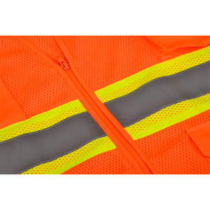 เสื้อกั๊กนิรภัยสีส้มสะท้อนแสงพร้อมแถบสะท้อนแสงและกระเป๋า  ระดับ Class 1 ได้มาตรฐาน ANSI สำหรับงานอุตสาหกรรม - Product Image 5