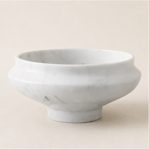 Bol sur piédestal en marbre blanc artisanal, bol décoratif de luxe en pierre naturelle sur pied, centre de table pour la décoration de la maison - Product Image 5