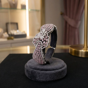 Luxury Brass Pink Zircon Ball Charm Geometric <b>Bracelets</b> Heavy CZ <b>Crystal</b> Diamond Classic Women's Party Imitation Rhodium Plated - Product Image 3