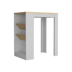 เกาะครัวสีขาว/แมคคาเดเมีย สูง 41 นิ้ว พร้อมที่จัดเก็บขวด 2 ช่องและชั้นวางของ - Product Image 3