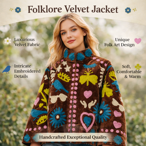 Chaqueta de terciopelo bordada a mano para mujer, estilo bohemio étnico, cuello alto, prenda exterior. - Product Image 3