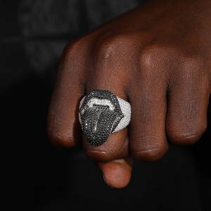 Anillo de Lengua Hip Hop Lick Of Death Band, Chapado en Oro Blanco, Plata de Ley 925, con Diamantes de Moissanita VVS, Joyería para Raperos - Product Image 5