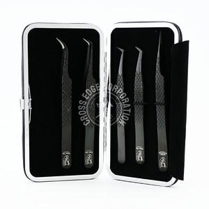Hot Sale Black Tweezers Volume 90 Degree Eyelash Tweezers Fiber Tip Eyelash Extension Lash Tweezers with Fiber Tip - Product Image 6