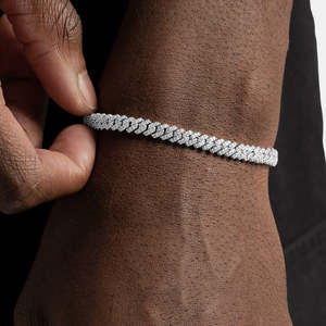 Bracelet cubain en moissanite VVS1, argent sterling 925, bracelet cubain Miami serti de pierres pour hommes - Product Image 5