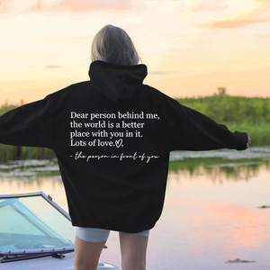 เสื้อฮู้ดสีดำสำหรับผู้หญิงพร้อมคำคมสร้างแรงบันดาลใจ "คุณพอแล้ว" พิมพ์ลายด้านหน้าและด้านหลัง เสื้อสเวตเชิ้ตแบบสวมลำลอง - Product Image 5