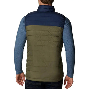 Men's Red Stand Collar Puffer Vest Zipper Closure Water-Resistant Solid Color Casual Outerwear 100% Polyester Filled Embroidery - Product Image 5