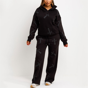 Pantalones Deportivos para Mujer con Estampado Puff, Estilo Casual, de Poliéster y Algodón, Pierna Ancha, con Estampado Puff y Ajuste Cómodo para Uso Diario - Product Image 5